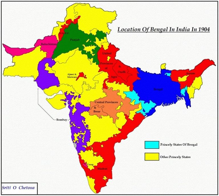 Various Partition Maps of Bengal (1905-1947) - Sriti O Chetona